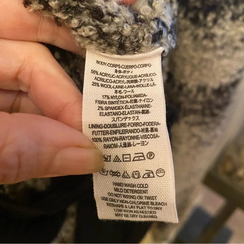 FREE PEOPLE Women Zebra Yarn Double Breasted Wool Blend Cardigan Size Small
